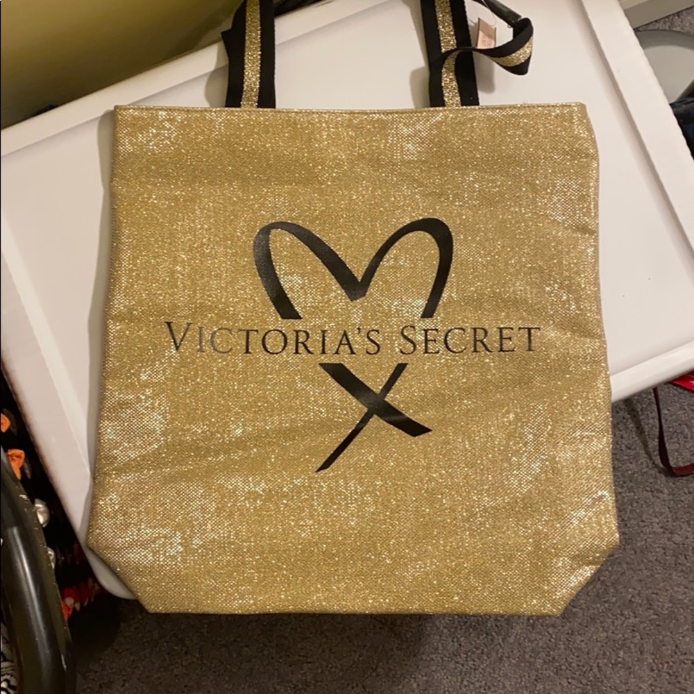 Gold Sparkly Victoria’s Secret Tote